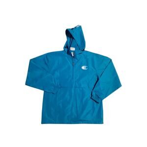 Champion Mens size S Packable Lightweight ¼‎ Zip Hooded Logo Windbreaker Jacket